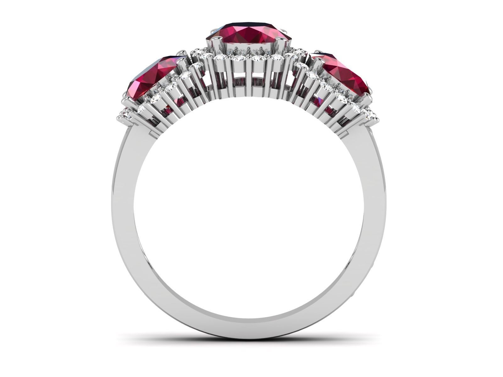 ring-435 three stone ruby and diamond ring 3D print model_3