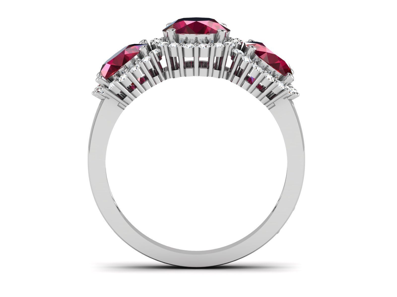 ring-435 three stone ruby and diamond ring 3D print model_2