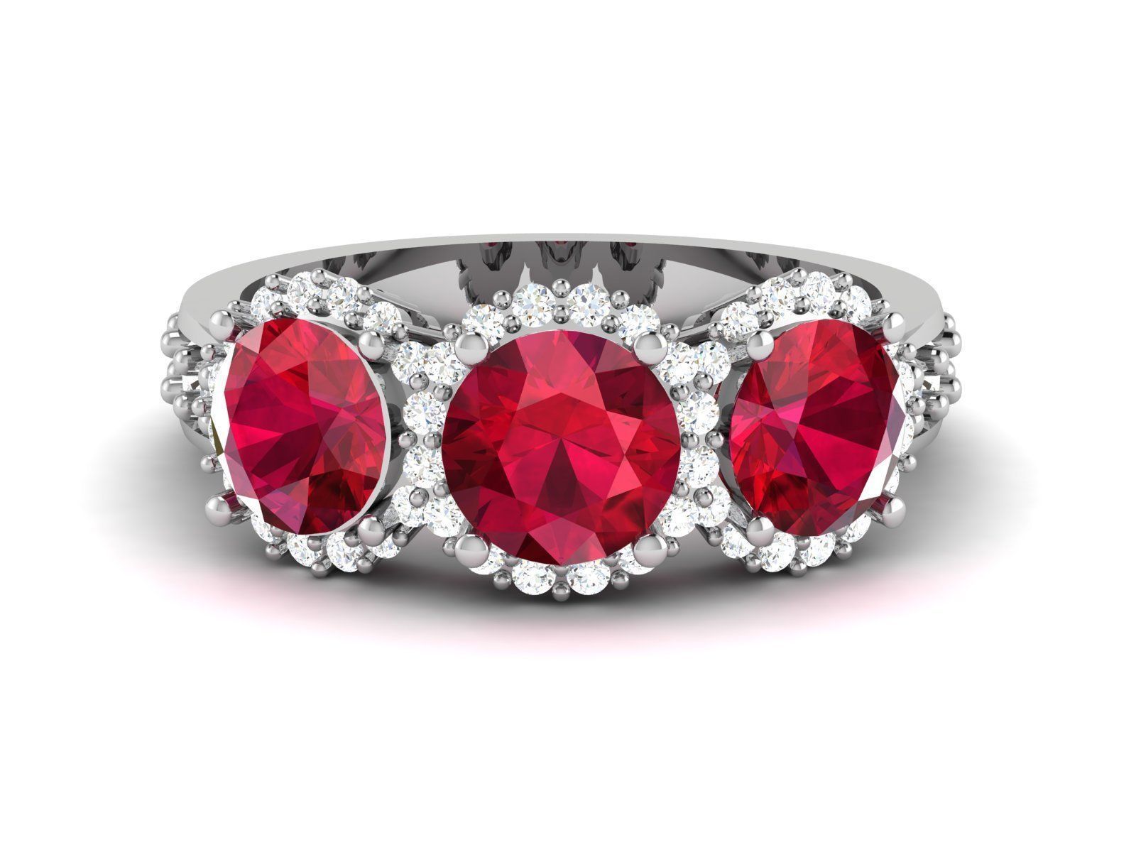 ring-435 three stone ruby and diamond ring 3D print model_6