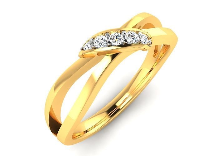 ring-422 diamond ring gold 3D print model