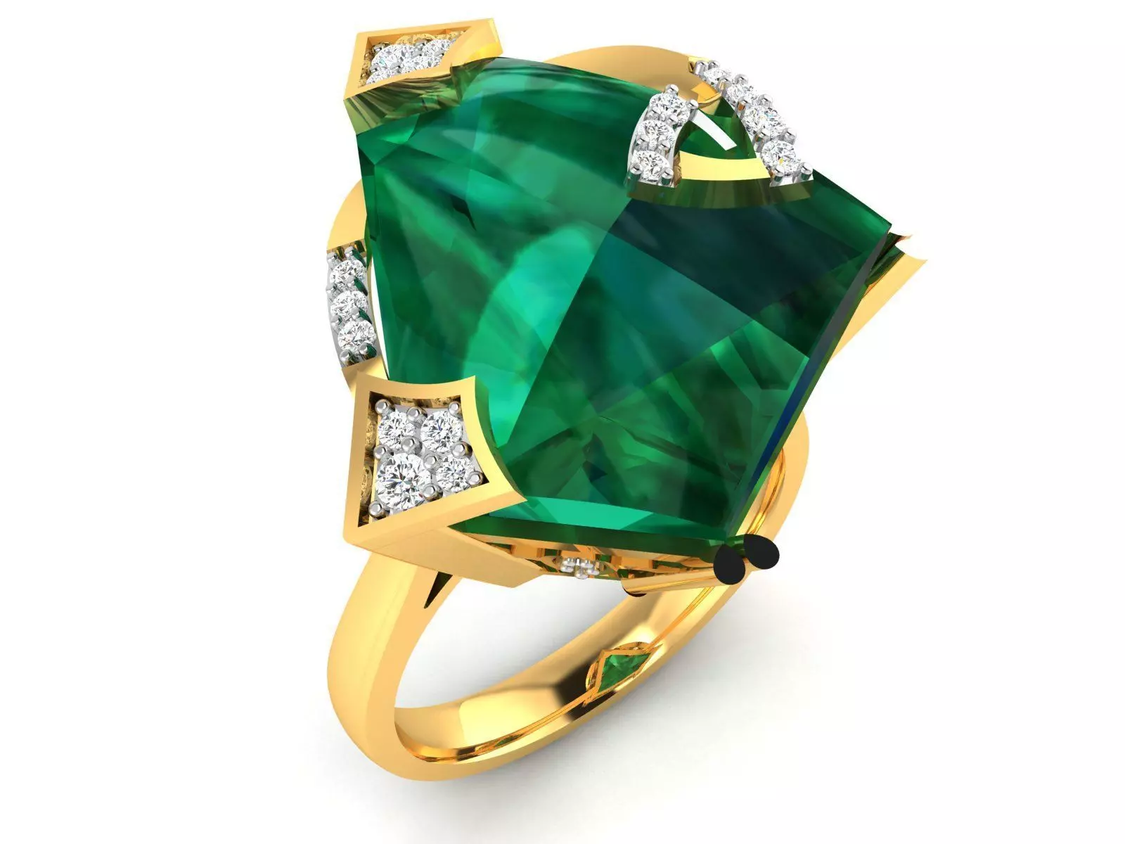 ring-370 emerald and diamond ring 3D print model_0