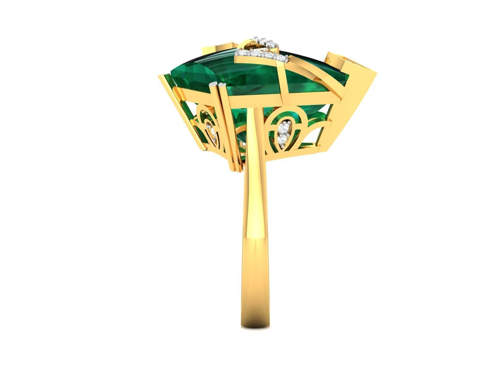 ring-370 emerald and diamond ring 3D print model_8