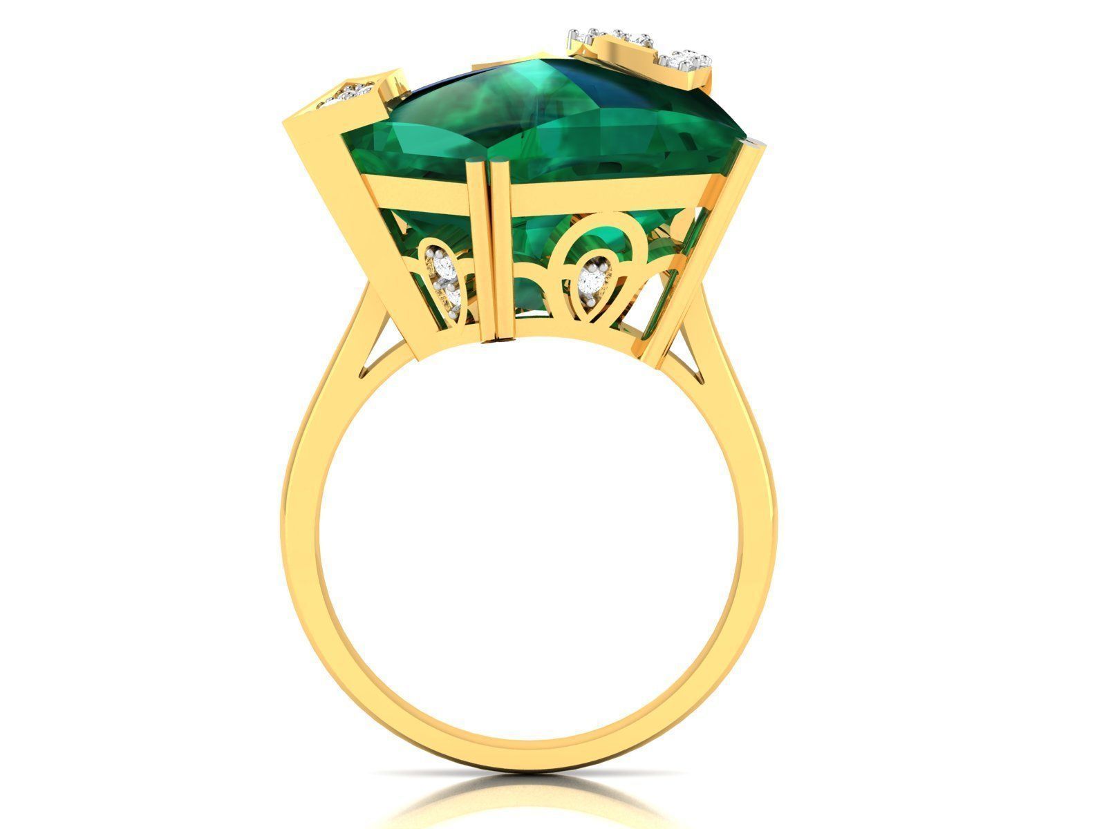 ring-370 emerald and diamond ring 3D print model_5