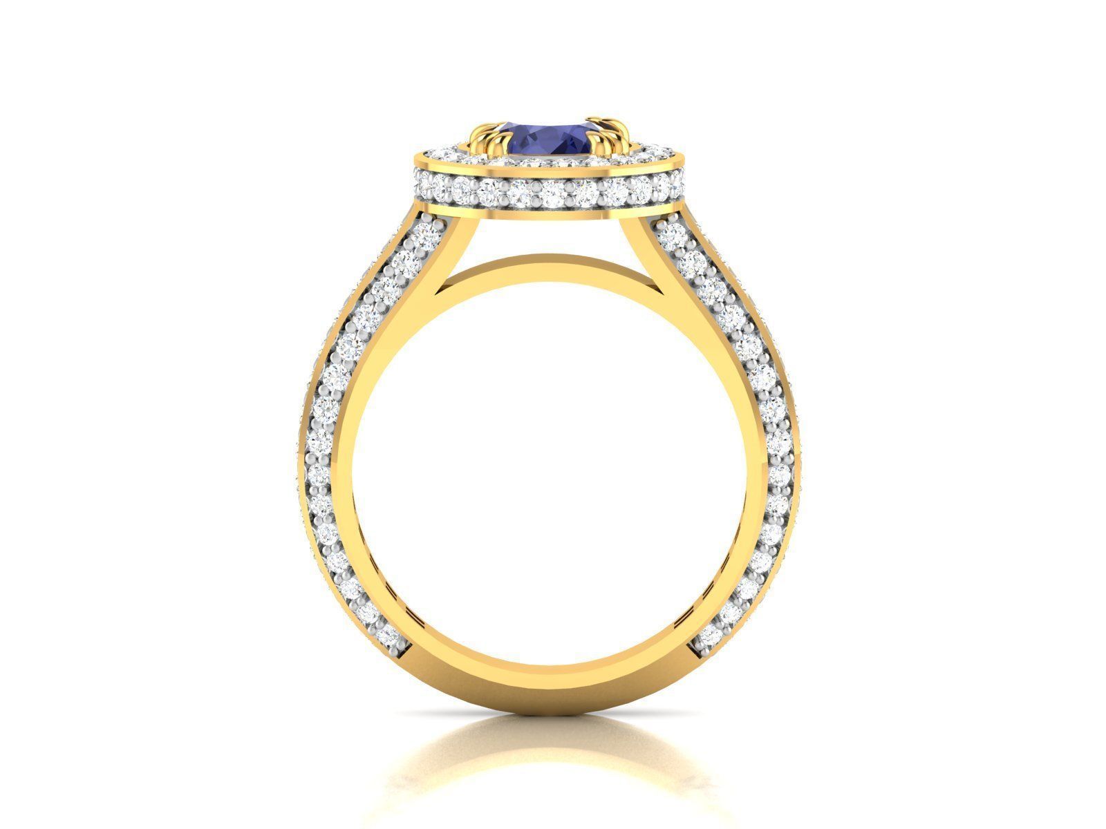 ring-317 sapphire and diamond ring 3D print model_3