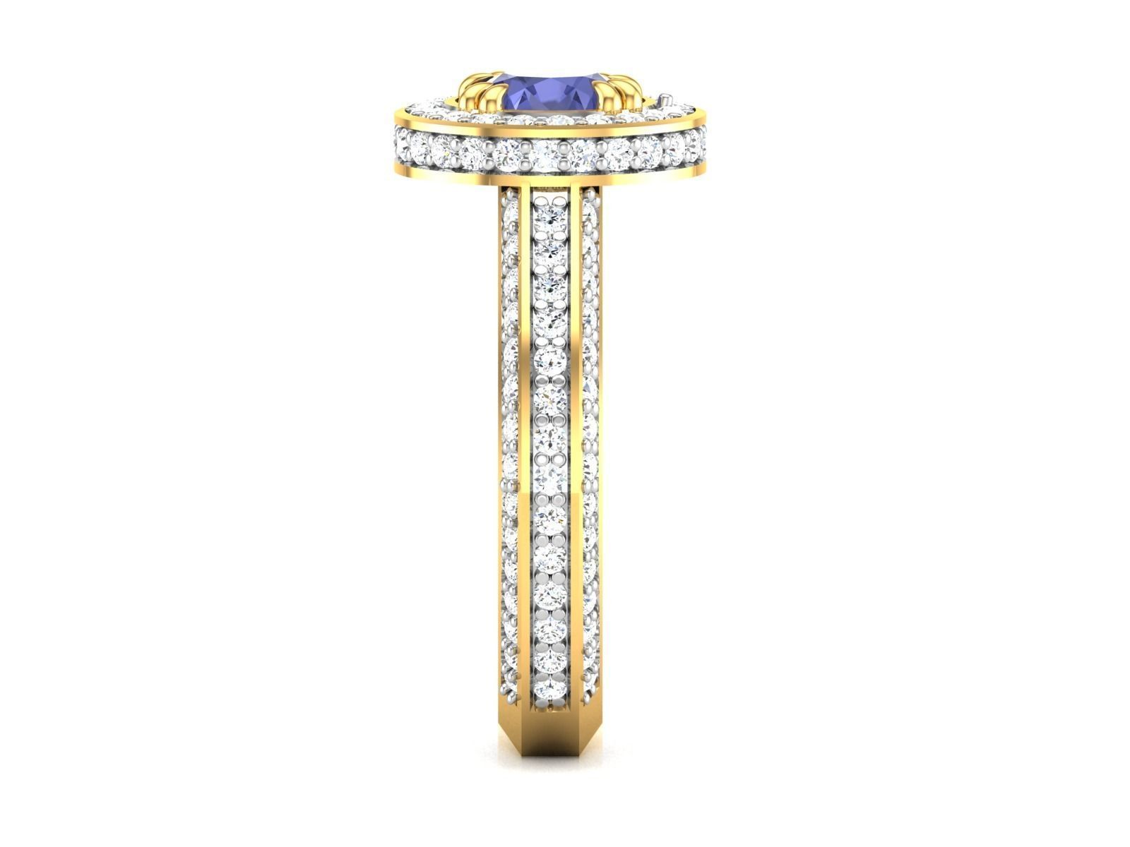 ring-317 sapphire and diamond ring 3D print model_6