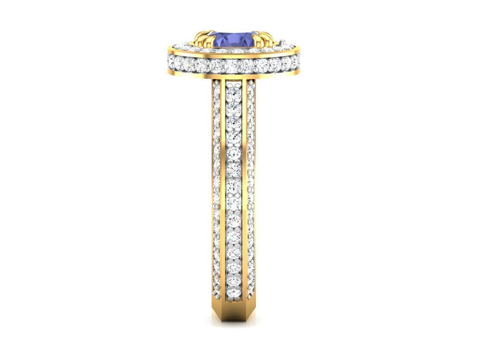 ring-317 sapphire and diamond ring 3D print model_5