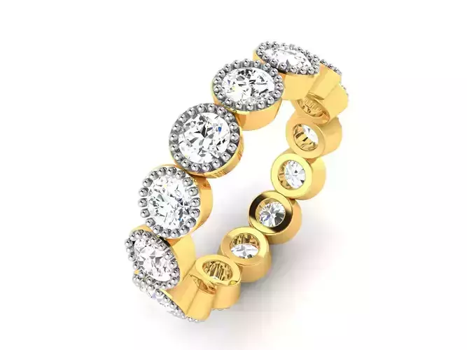 ring-307 gold eternity ring with round diamonds 3D print model