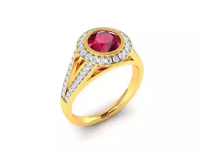 ring-237 gold ring with ruby stone and diamonds