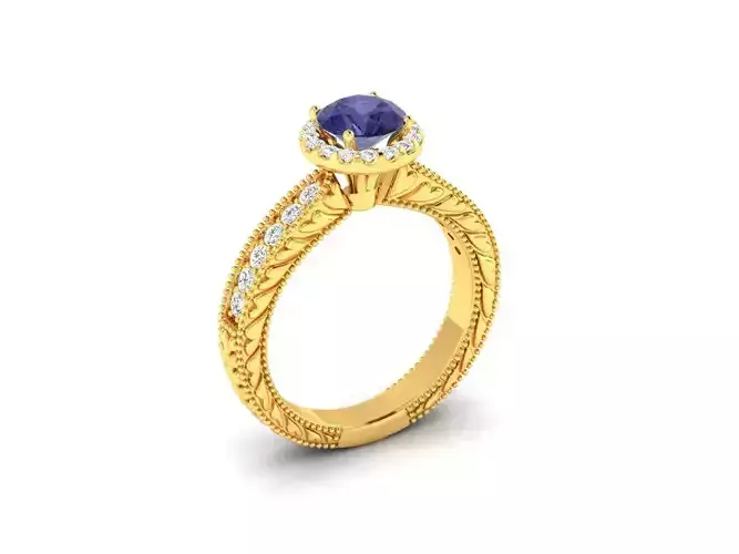 ring-221 sapphire and diamond engagement ring gold