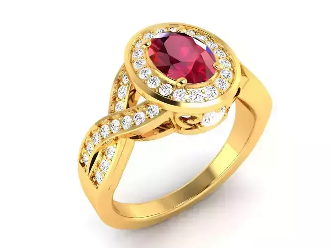 ring-212 gold ring with ruby stone and diamonds