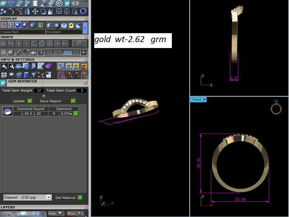 ring-210 diamond ring gold 3D print model_8
