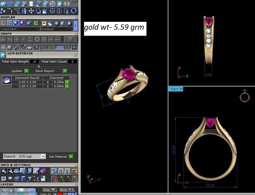 ring-190 emerald and diamond engagement ring 3D print model_10