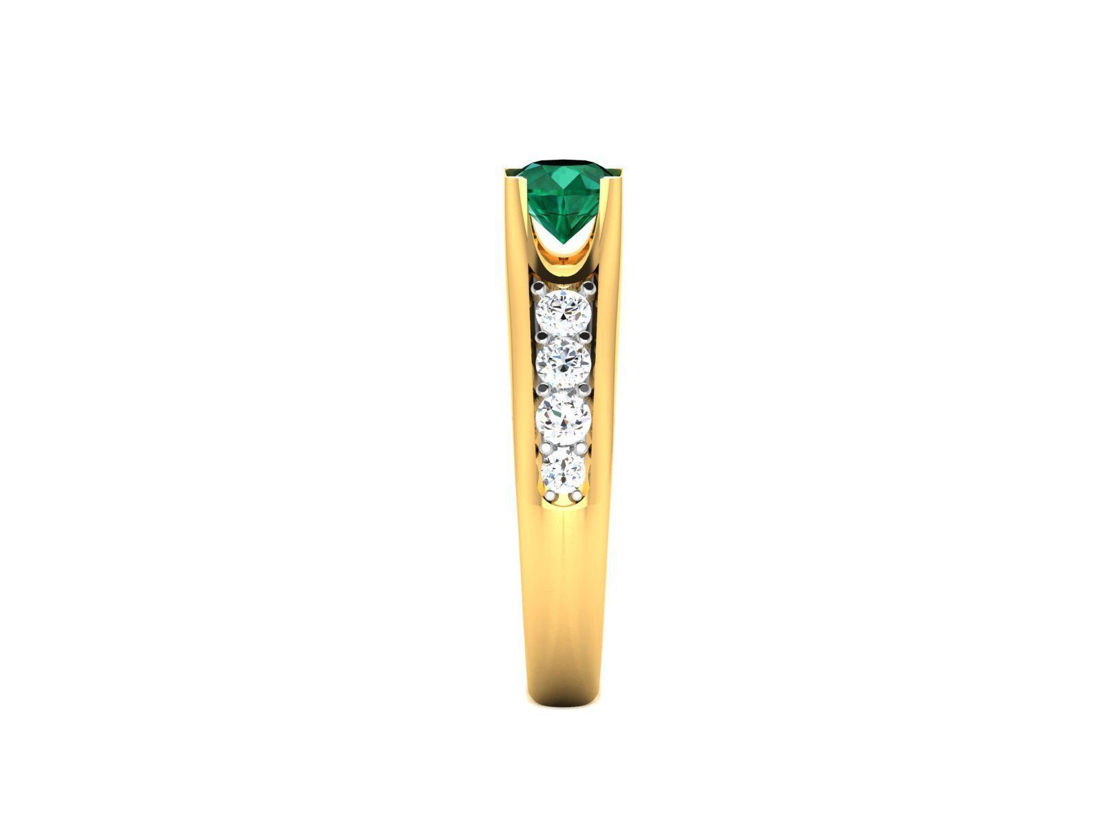 ring-190 emerald and diamond engagement ring 3D print model_3