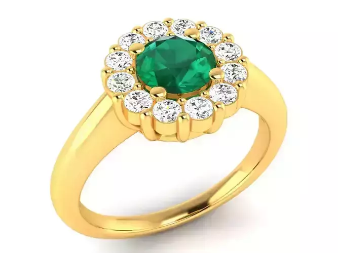 ring-116 emerald and diamond ring gold 3D print model