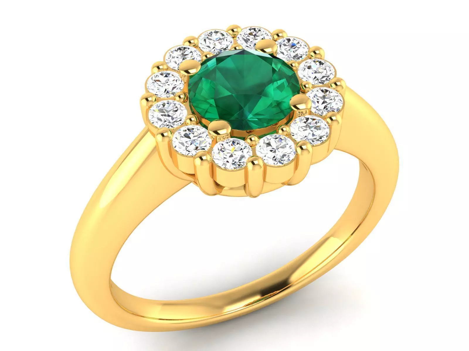 ring-116 emerald and diamond ring gold 3D print model_0