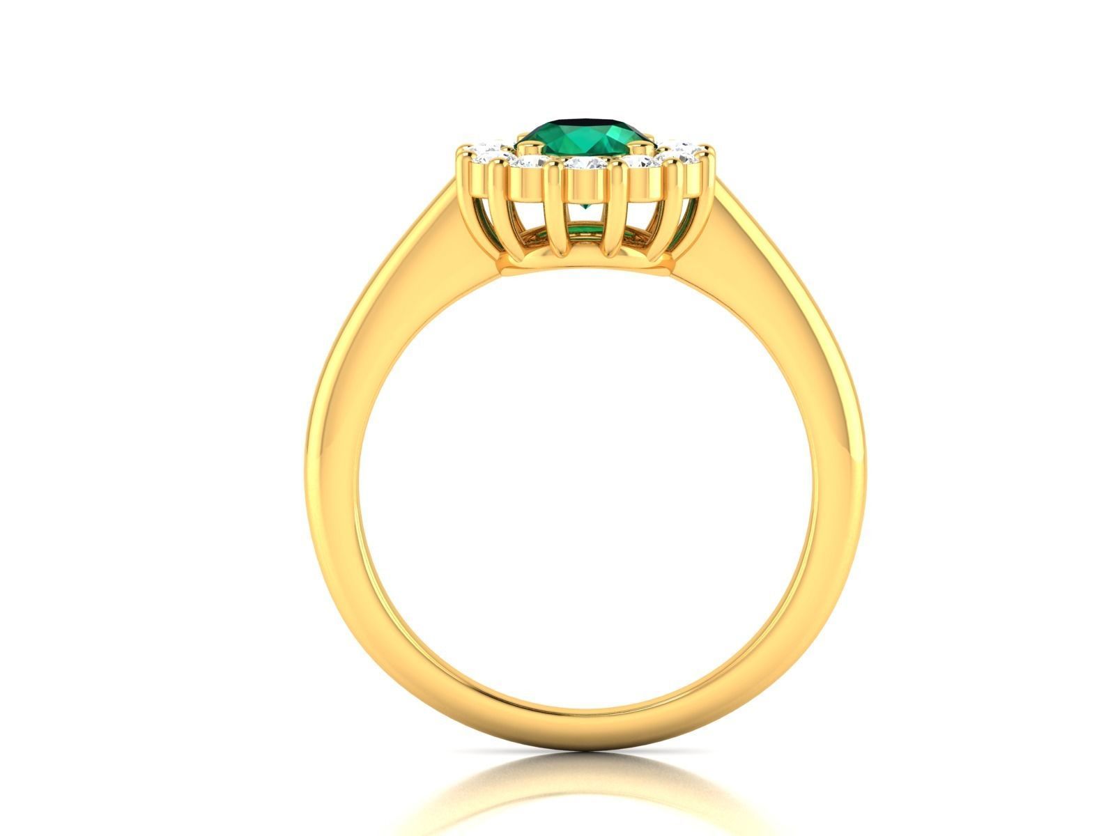 ring-116 emerald and diamond ring gold 3D print model_2