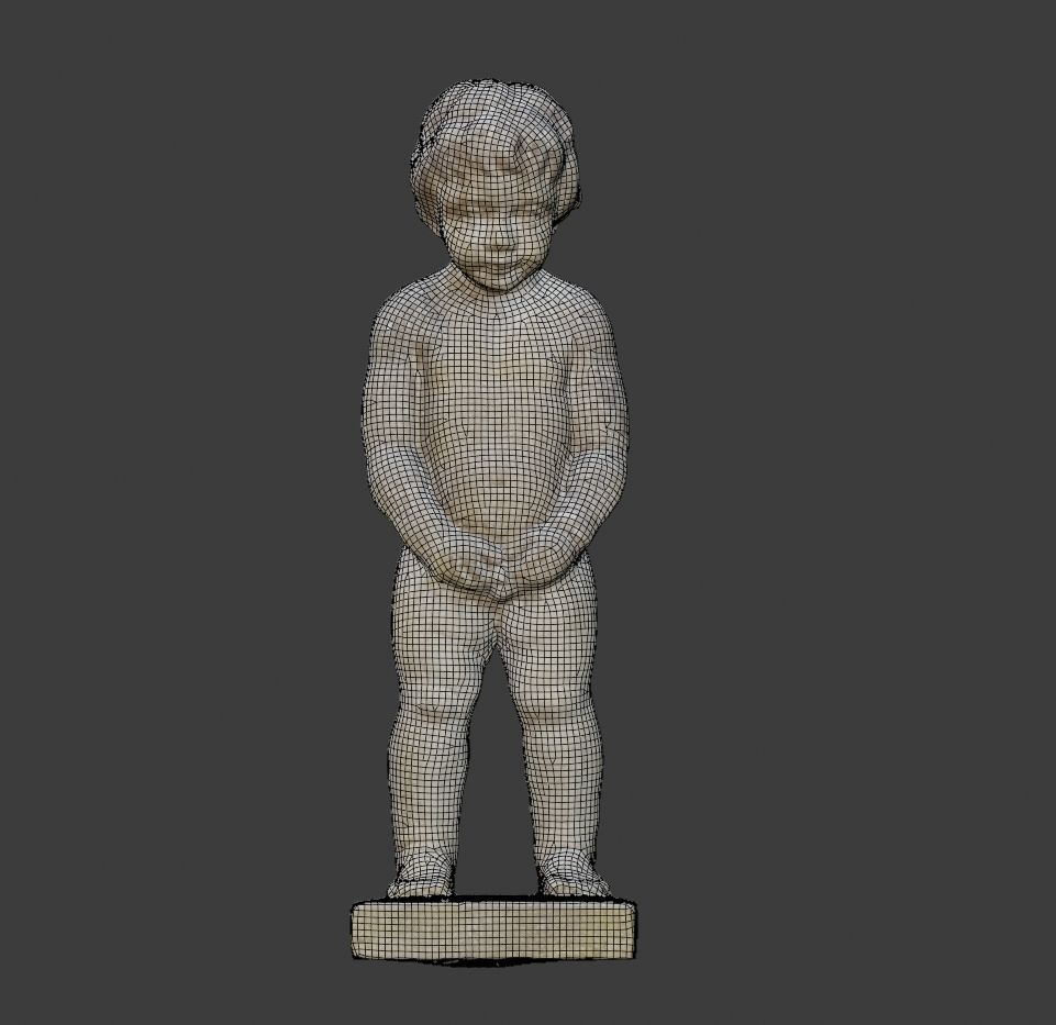Scanned peeing boy garden statue PBR low-poly Low-poly 3D model_3