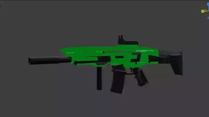 Assault Low Poly gun with paint