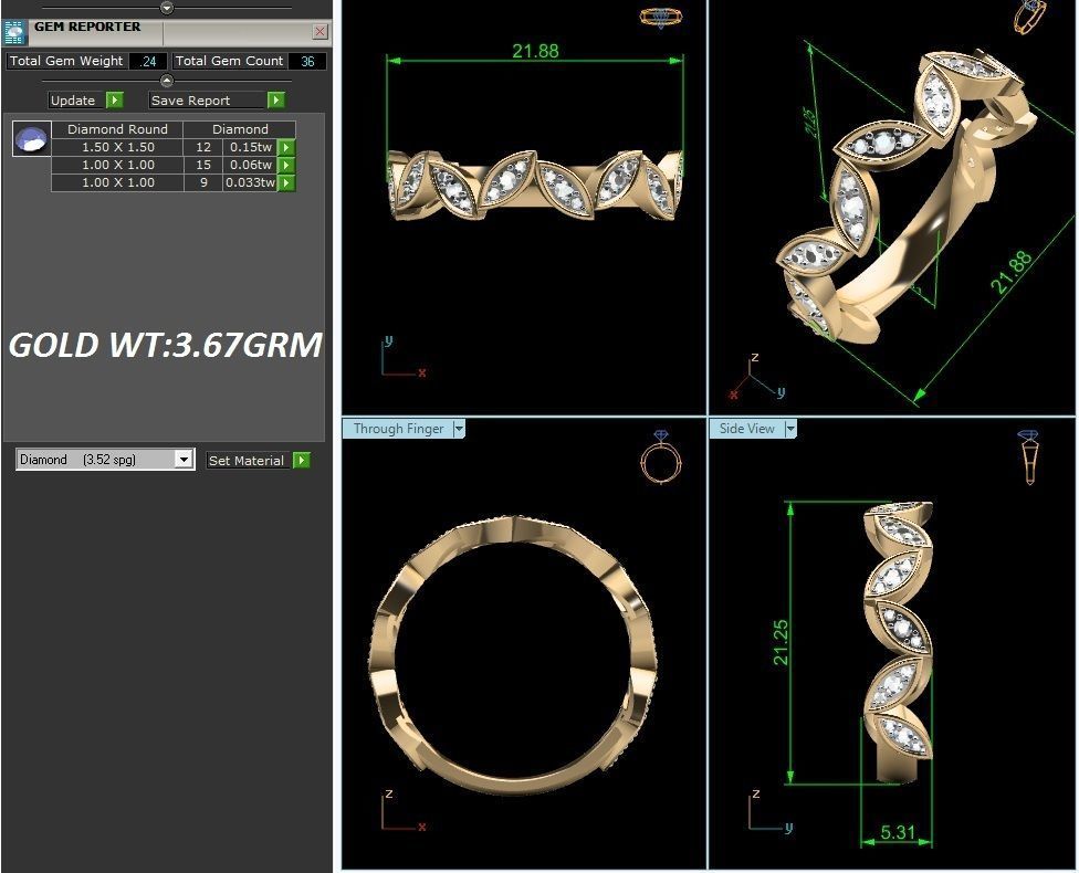 ring-962 diamond eternity ring gold 3D print model_2
