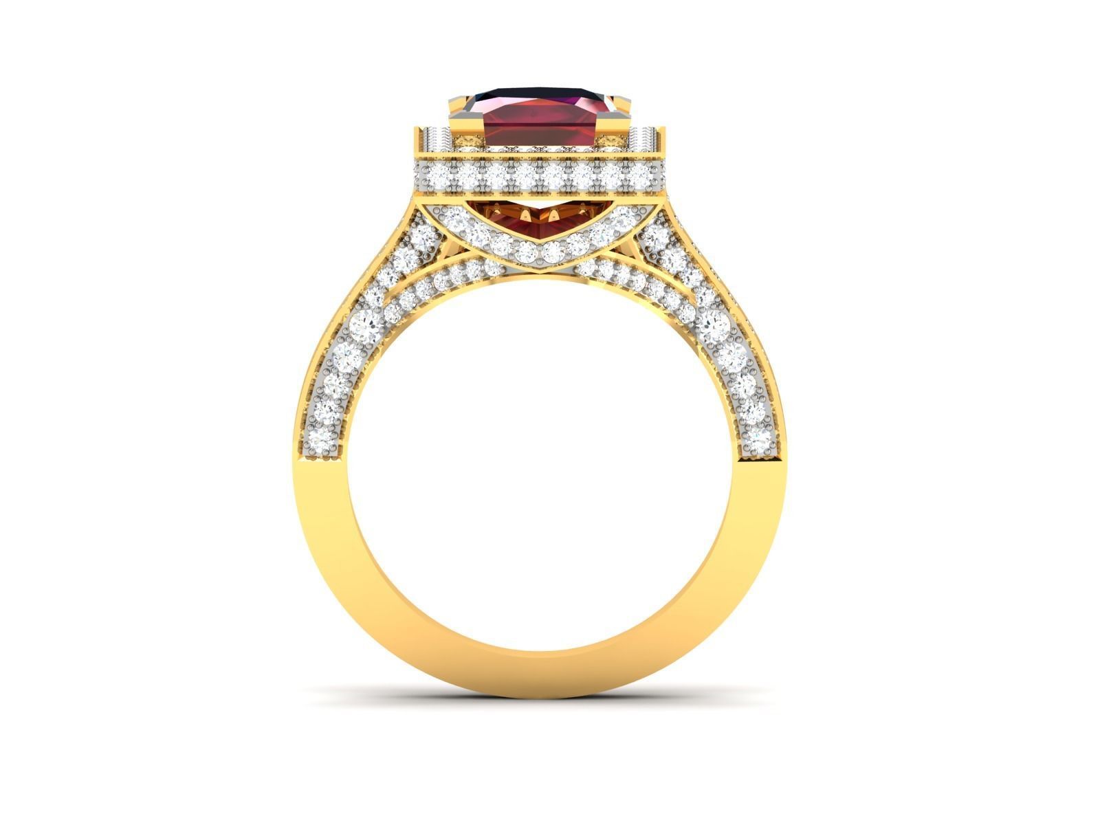 ring-2076 halo ruby and diamond engagement ring in gold 3D print model_3