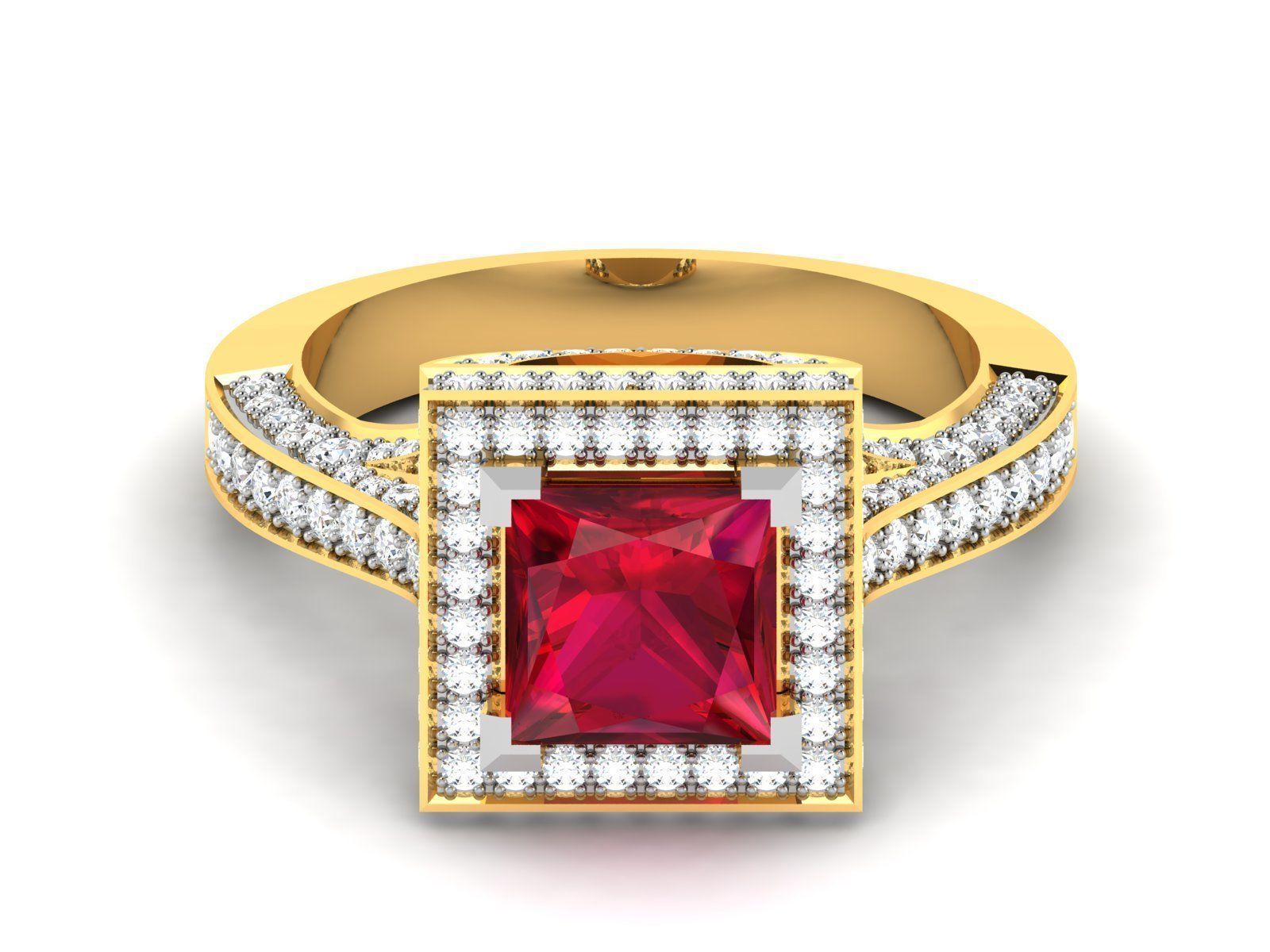 ring-2076 halo ruby and diamond engagement ring in gold 3D print model_6