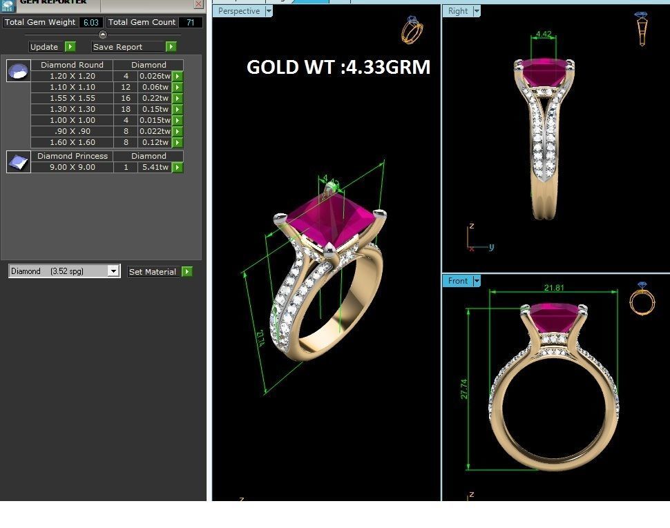 ring-2067 engagement ring with ruby stone and diamonds 3D print model_8
