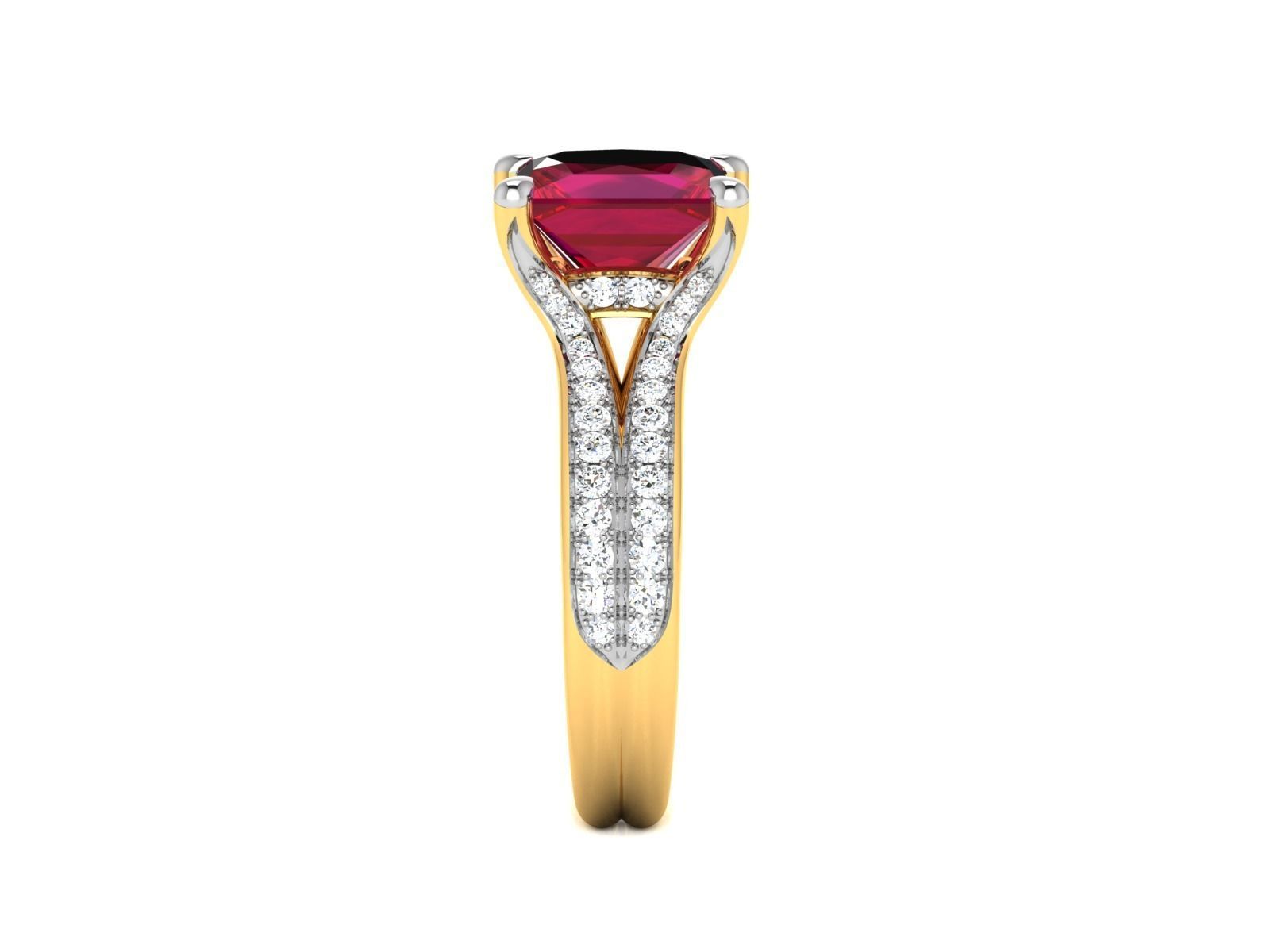 ring-2067 engagement ring with ruby stone and diamonds 3D print model_5