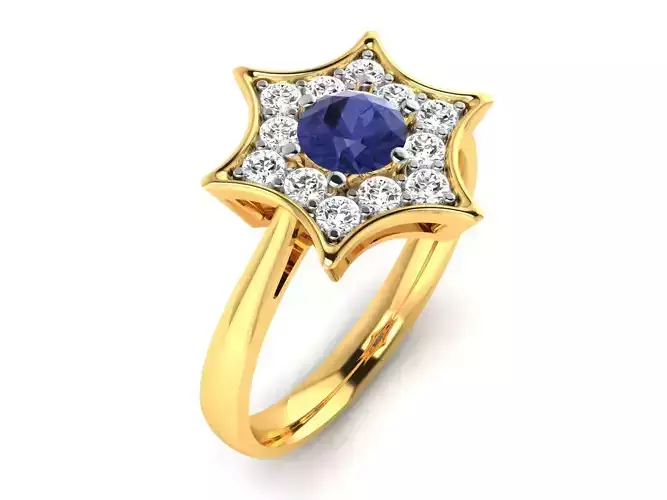 ring-2052 star sapphire and diamond ring
