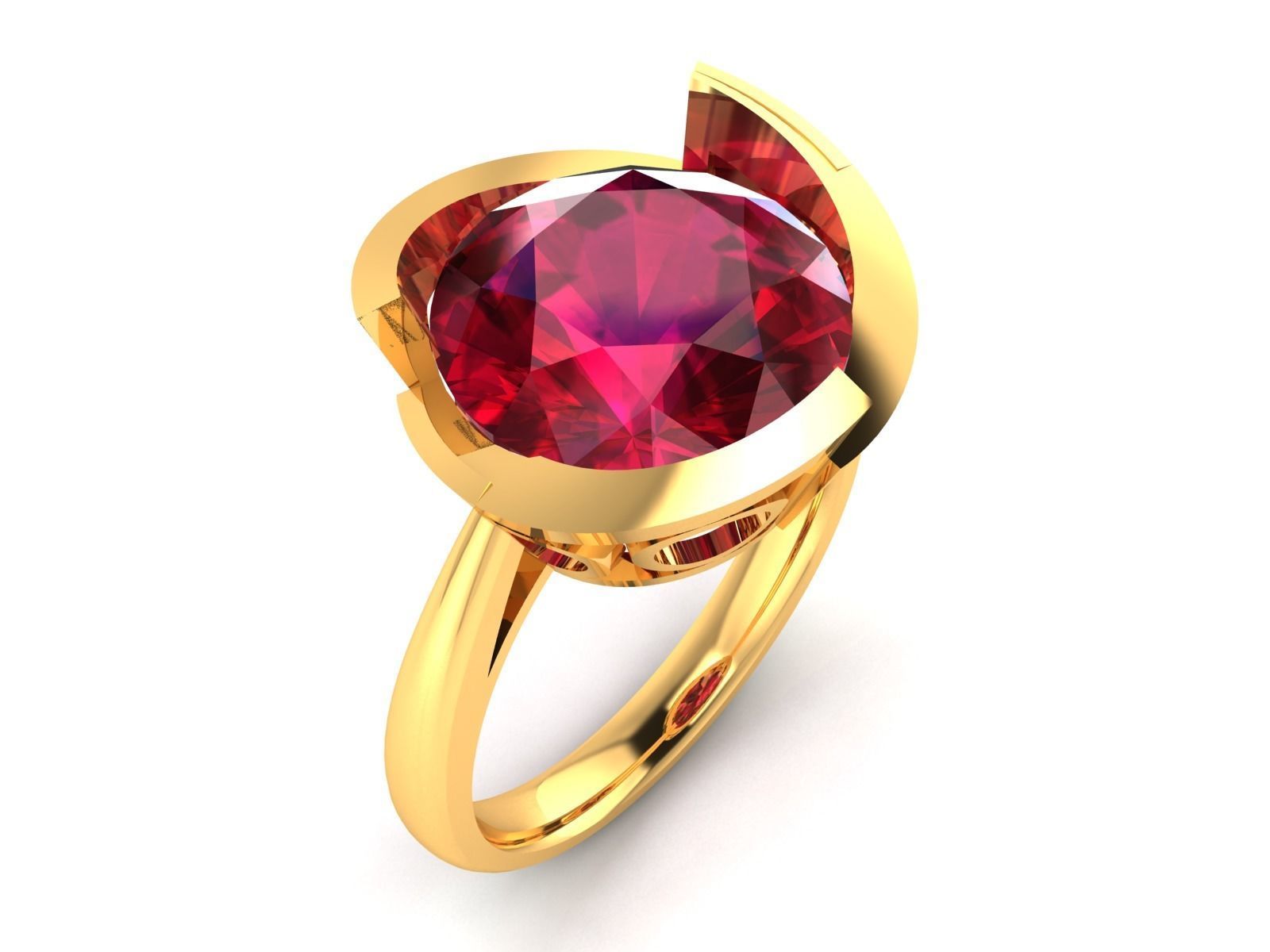 ring-2049 ruby ring gold 3D print model_1