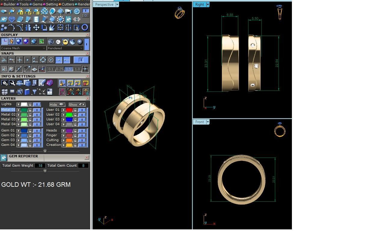 ring-2004 gold wedding ring with diamonds 3D print model_9