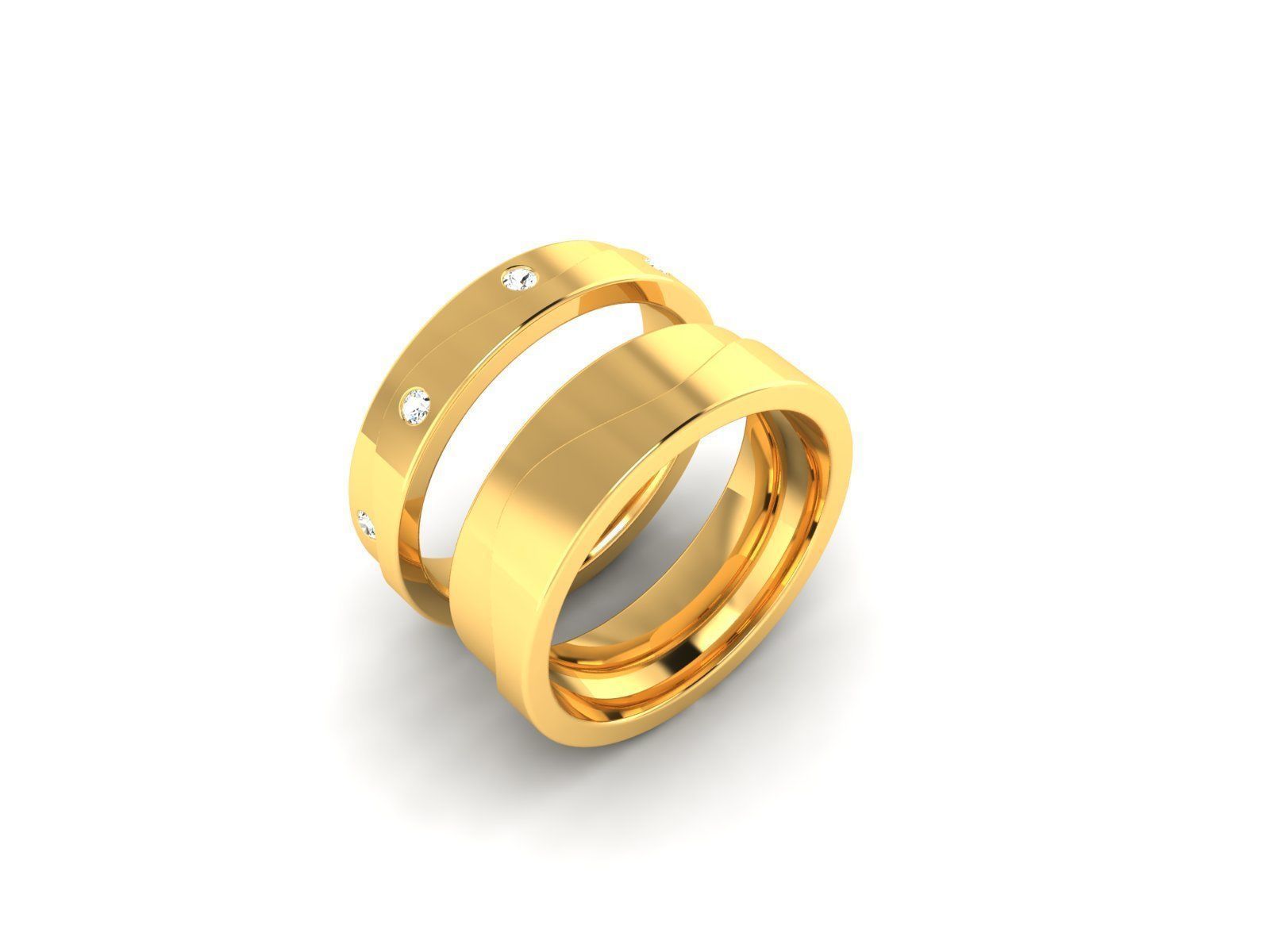 ring-2004 gold wedding ring with diamonds 3D print model_1