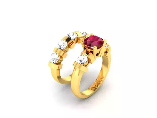ring-1983 gold ring with ruby stone and diamonds