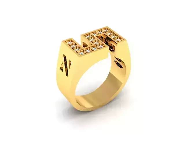 ring-1956 gold ring with diamonds 3D print model