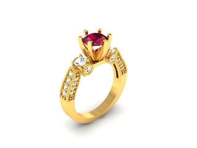 ring-1950 ruby and diamond engagement ring 3D print model