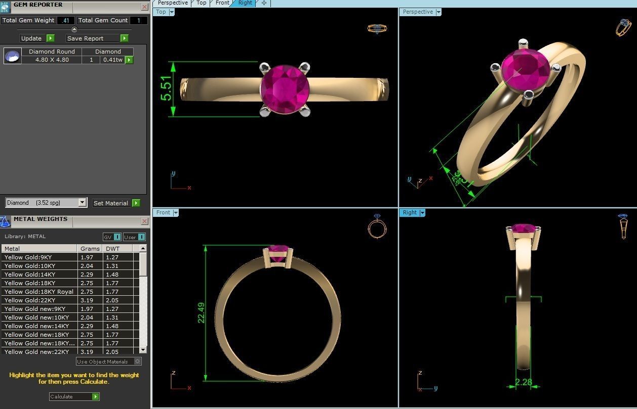 ring-1922 gold ring with ruby stone 3D print model_6