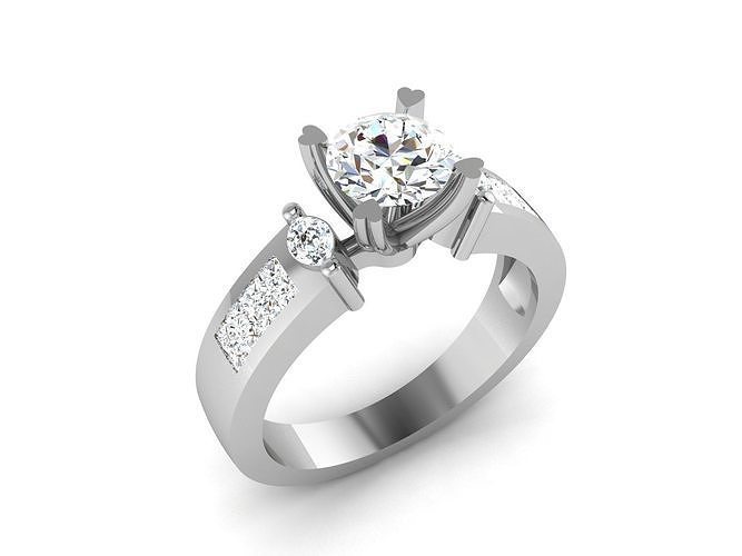 ring-1876 diamond engagement ring gold 3D print model