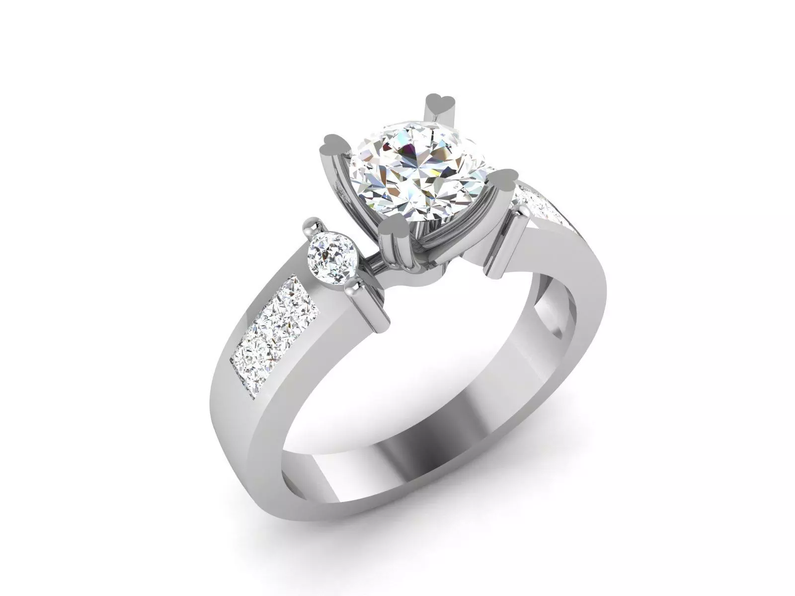 ring-1876 diamond engagement ring gold 3D print model_0