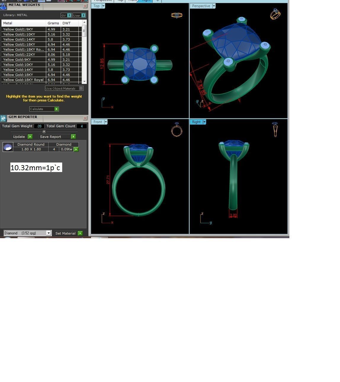 ring-1854 gold ring with ruby stone and diamonds 3D print model_1