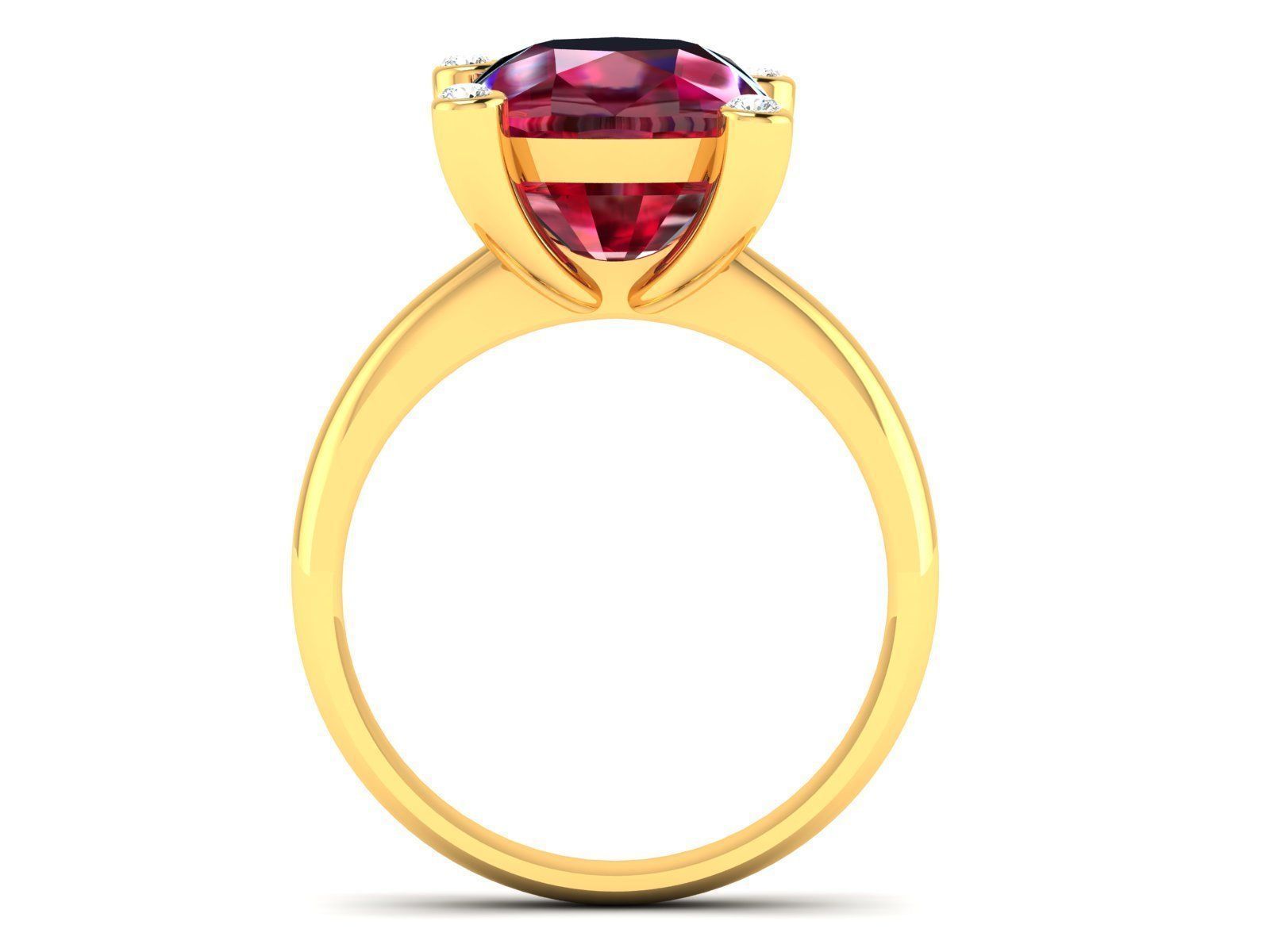 ring-1854 gold ring with ruby stone and diamonds 3D print model_7
