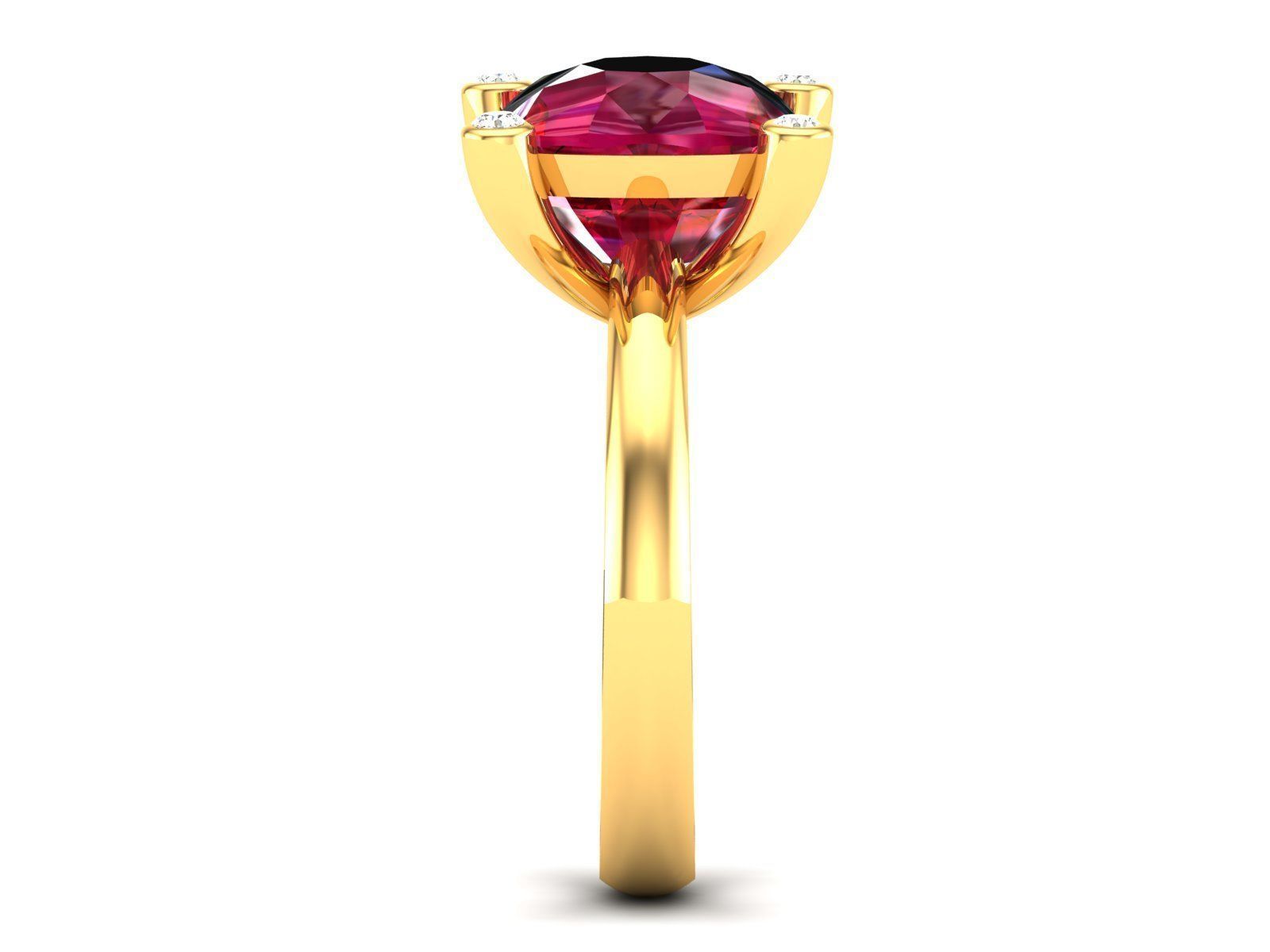 ring-1854 gold ring with ruby stone and diamonds 3D print model_2