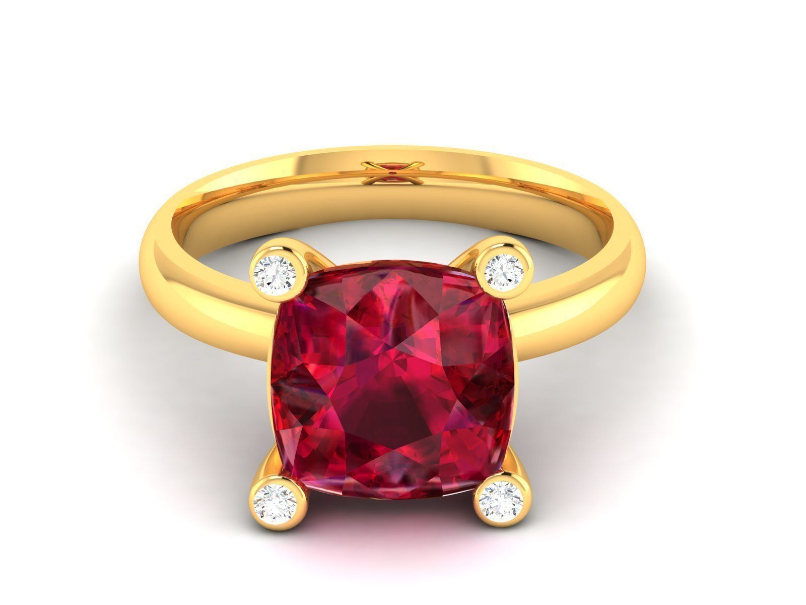 ring-1854 gold ring with ruby stone and diamonds 3D print model_4