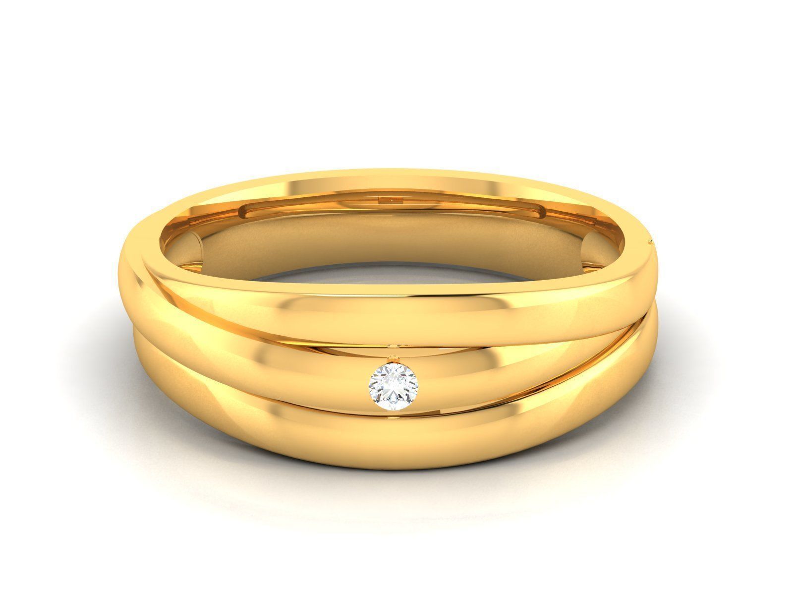 ring-1852 gold ring with diamond in center 3D print model_3