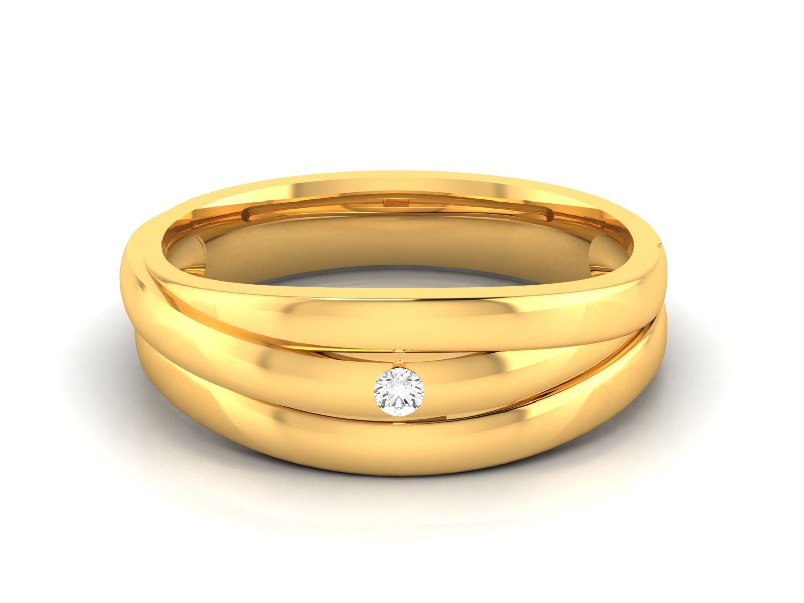 ring-1852 gold ring with diamond in center 3D print model_4