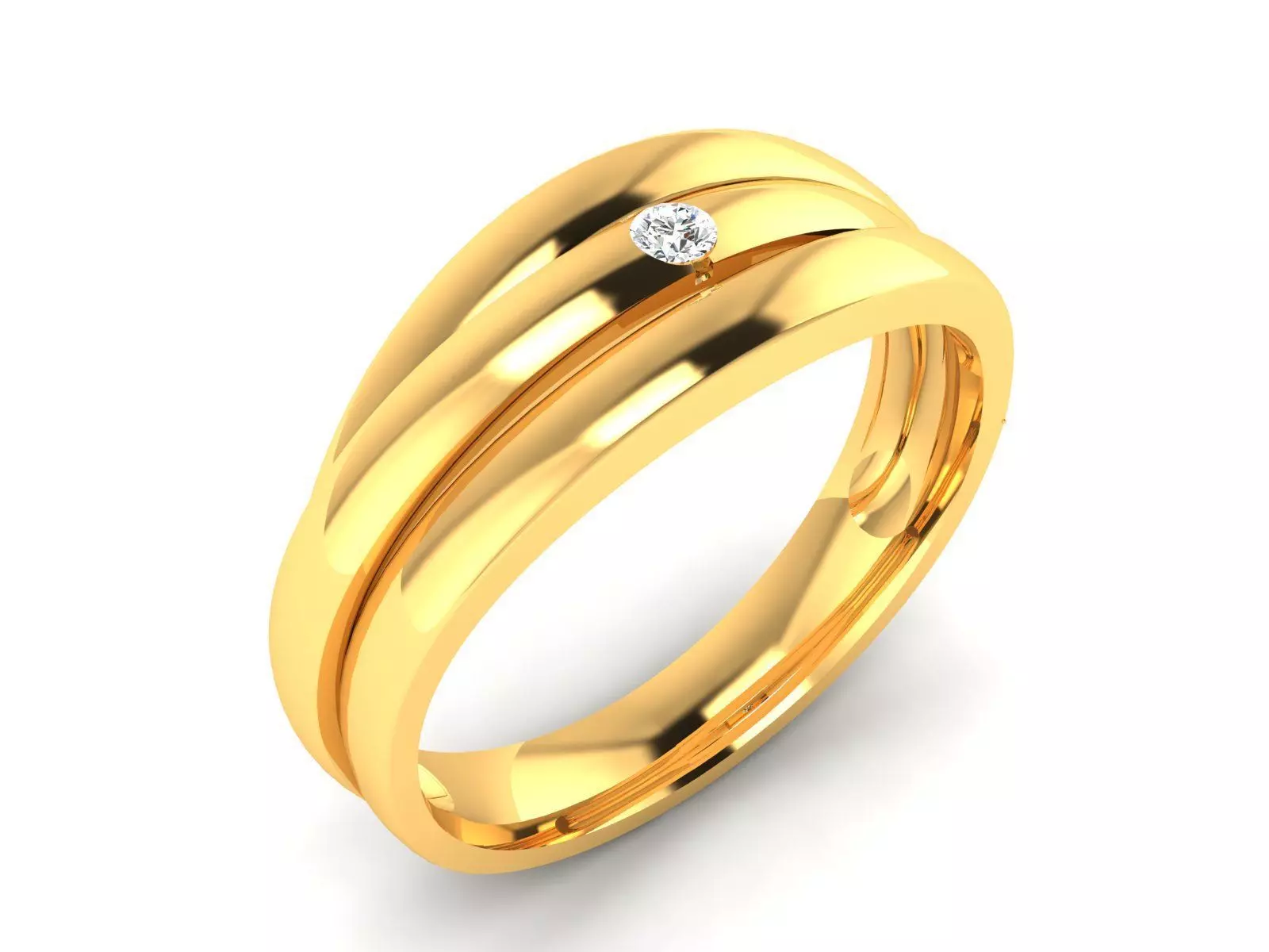 ring-1852 gold ring with diamond in center 3D print model_0