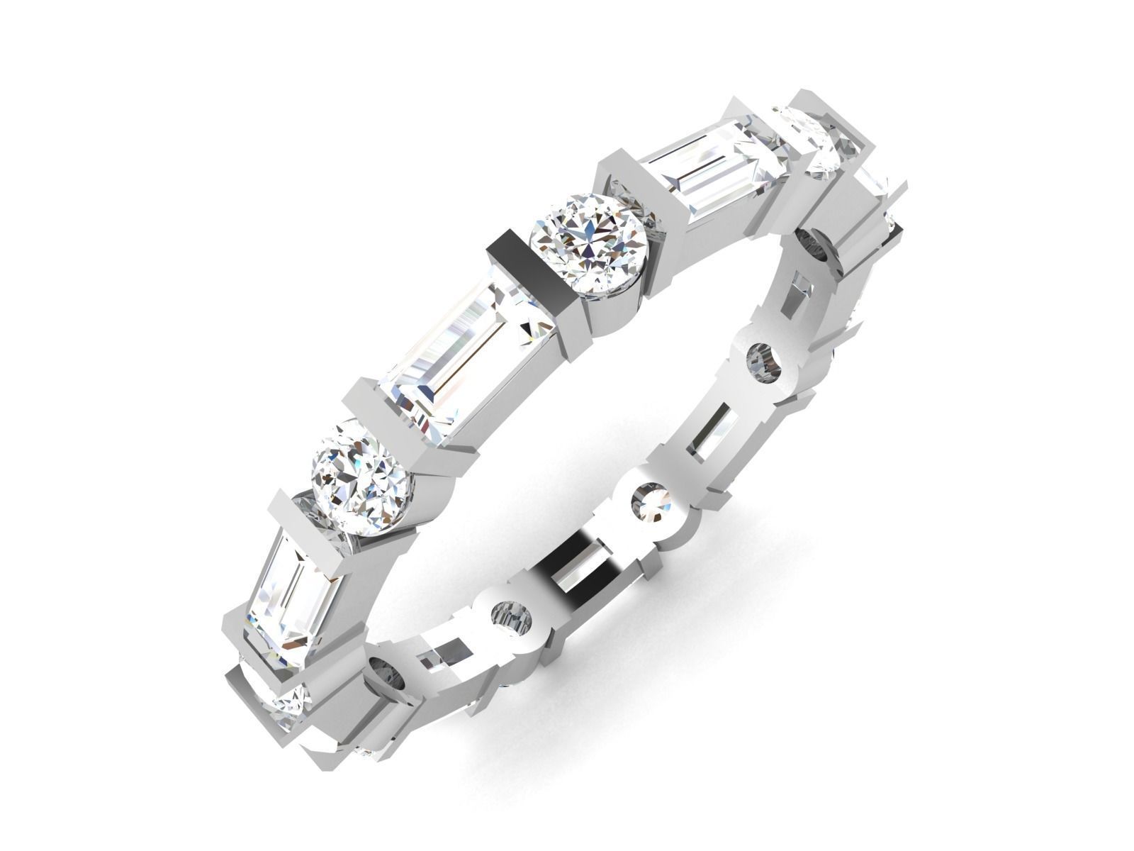 ring-1811 baguette diamond eternity ring 3D print model_1