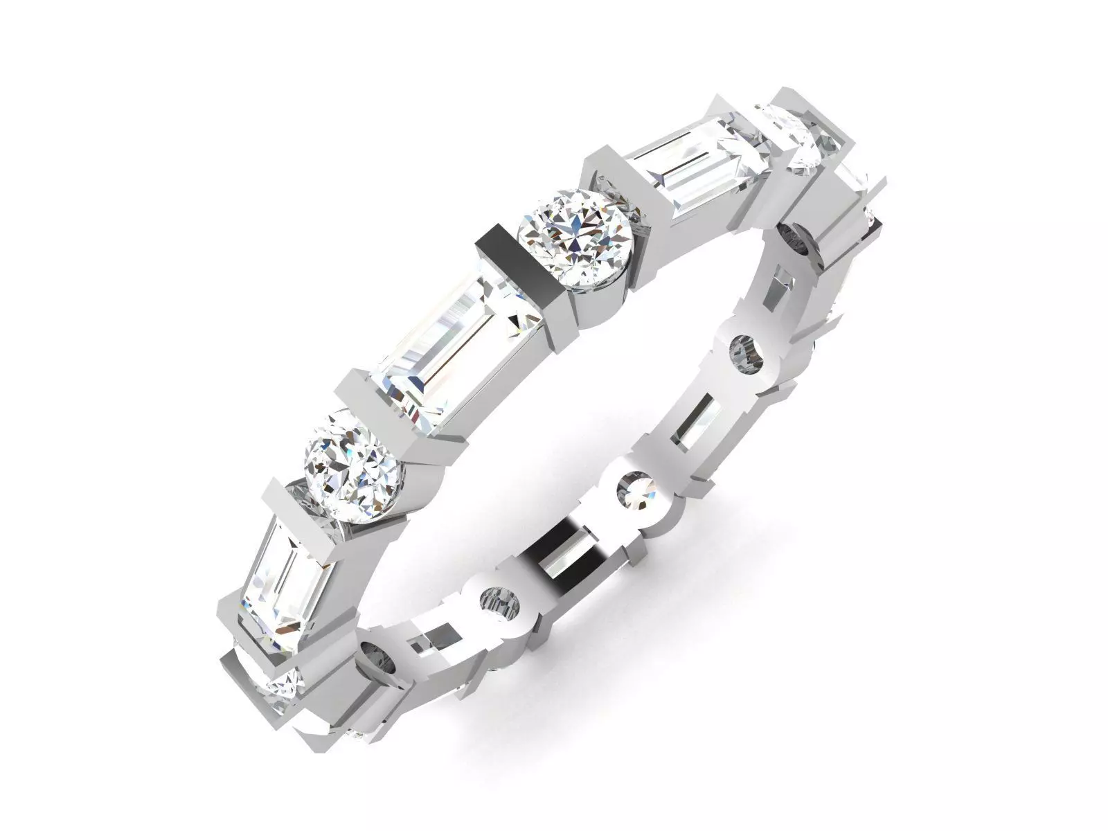 ring-1811 baguette diamond eternity ring 3D print model_0