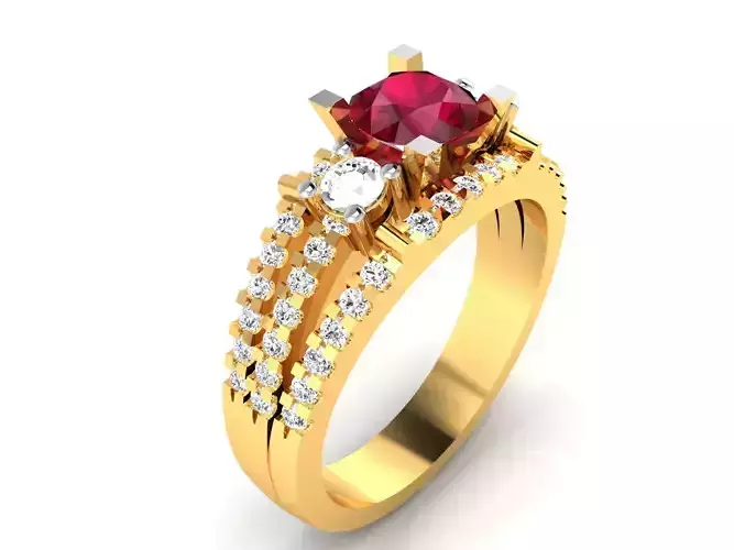 ring-1804 engagement ring with ruby stone and diamonds