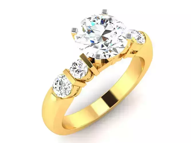 ring-1796 diamond engagement ring gold 3D print model
