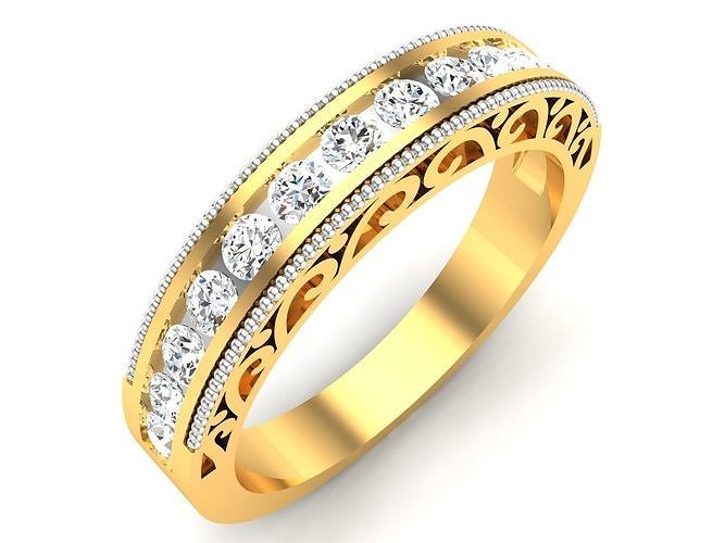 ring-1787 elegant gold diamond ring 3D print model