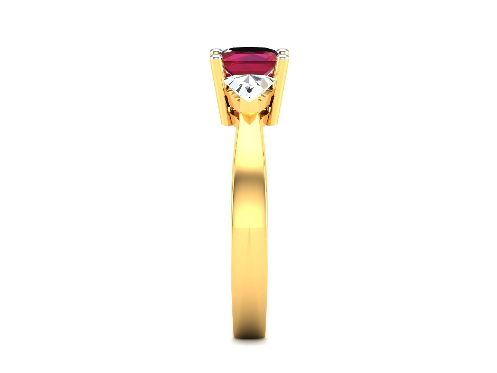ring-1782 gold ring with ruby stone and diamonds 3D print model_5
